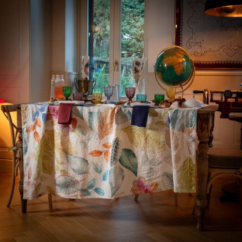 Tessitura Toscana Telerie Foliage Crema Runner da tavola Foliage Crema